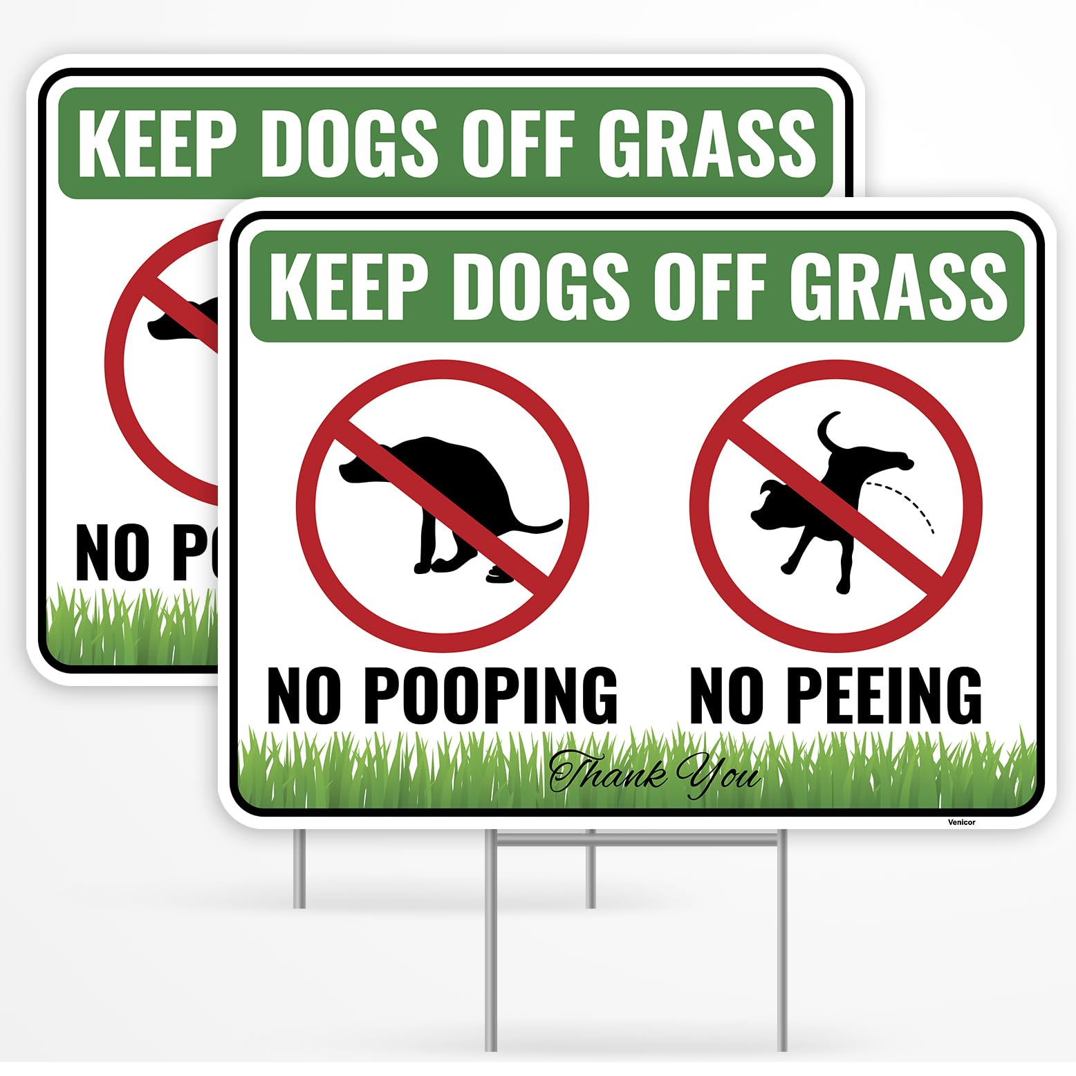 Venicor dog sign no poop no pee 12x9 improves yard visibility for pet area control.