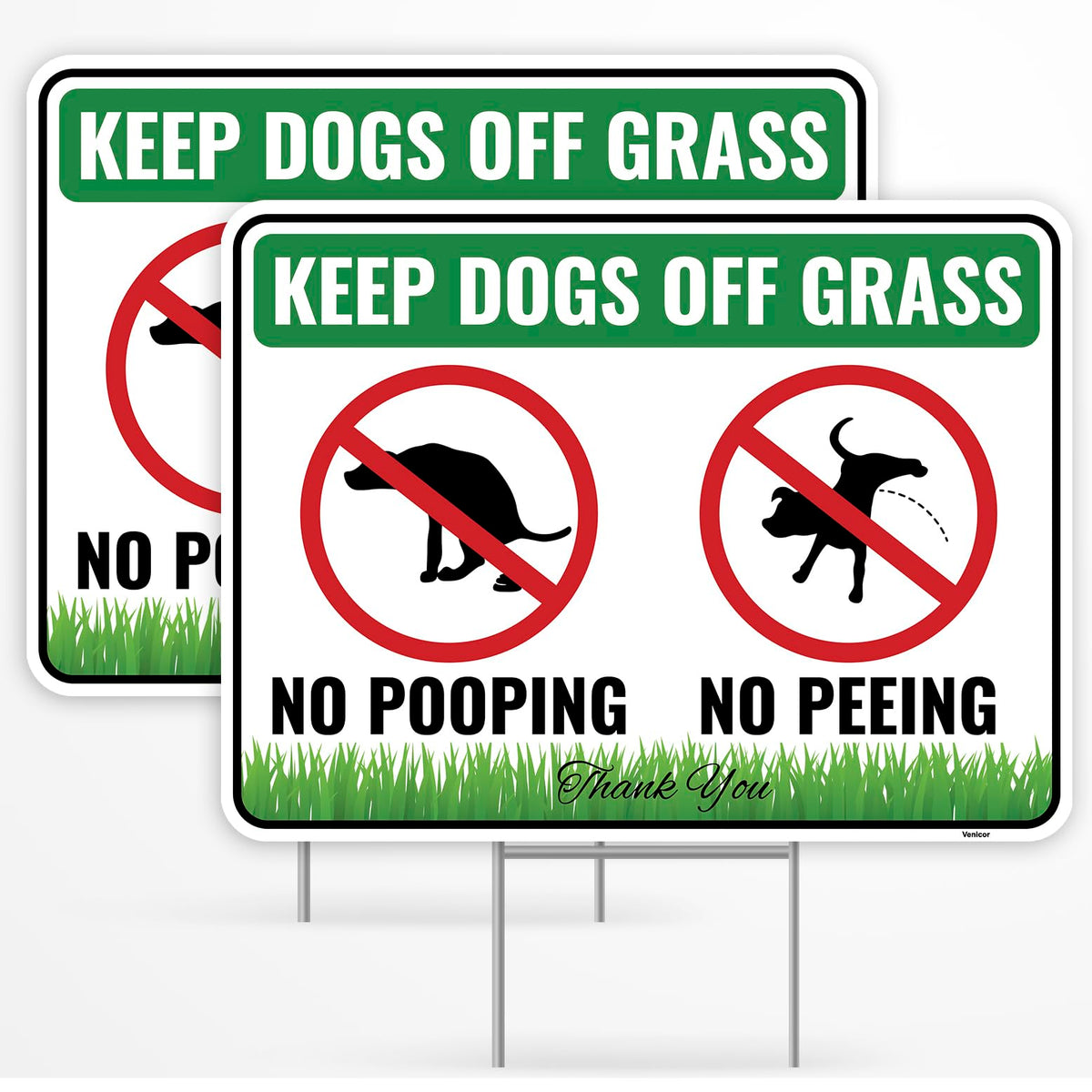 Venicor dog sign no poop no pee 12x9 improves yard visibility for pet area control.