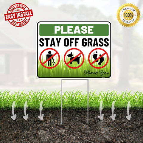 Venicor don't walk on grass sign guides pets and guests away from turf