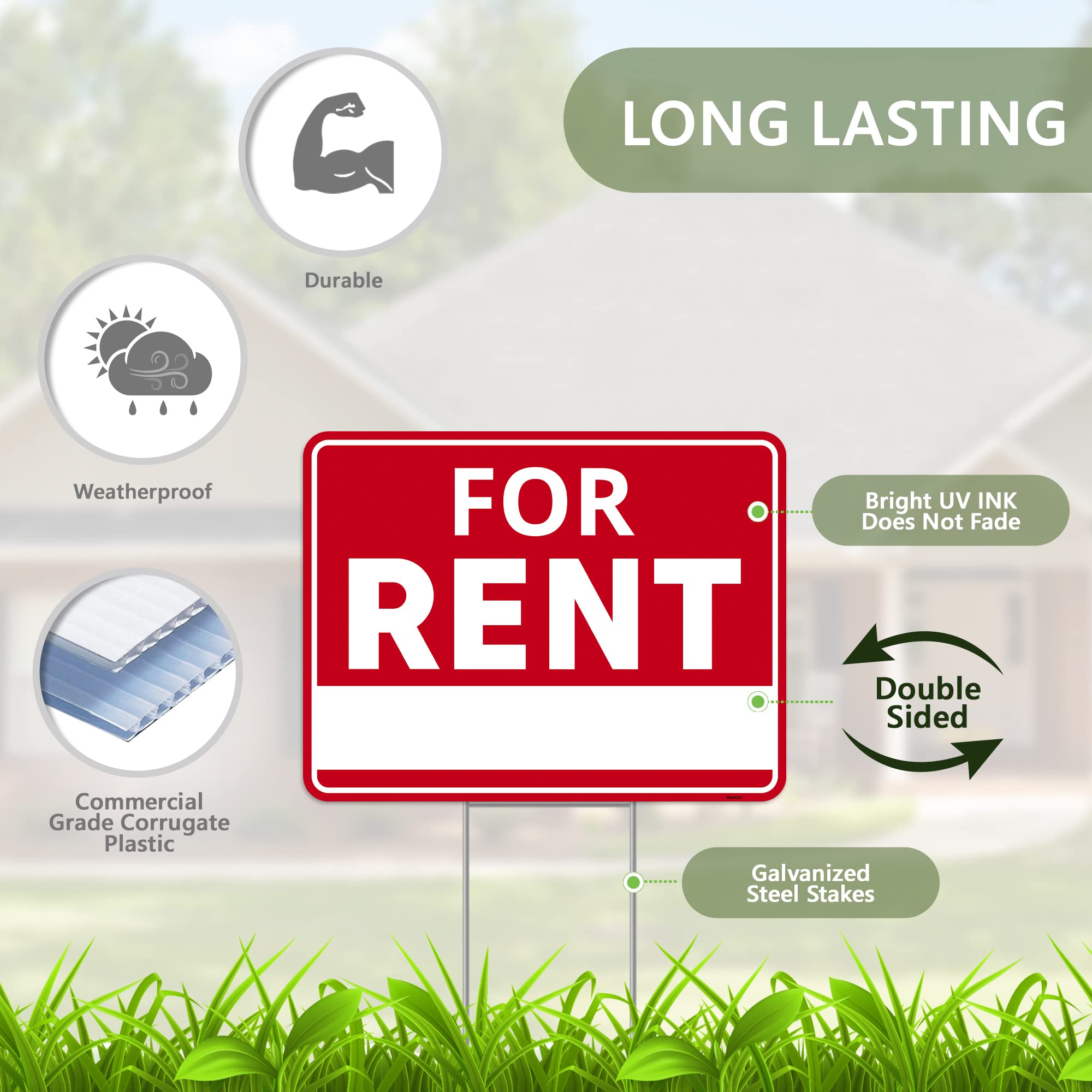 Venicor double-sided yard sign read from both directions for better exposure