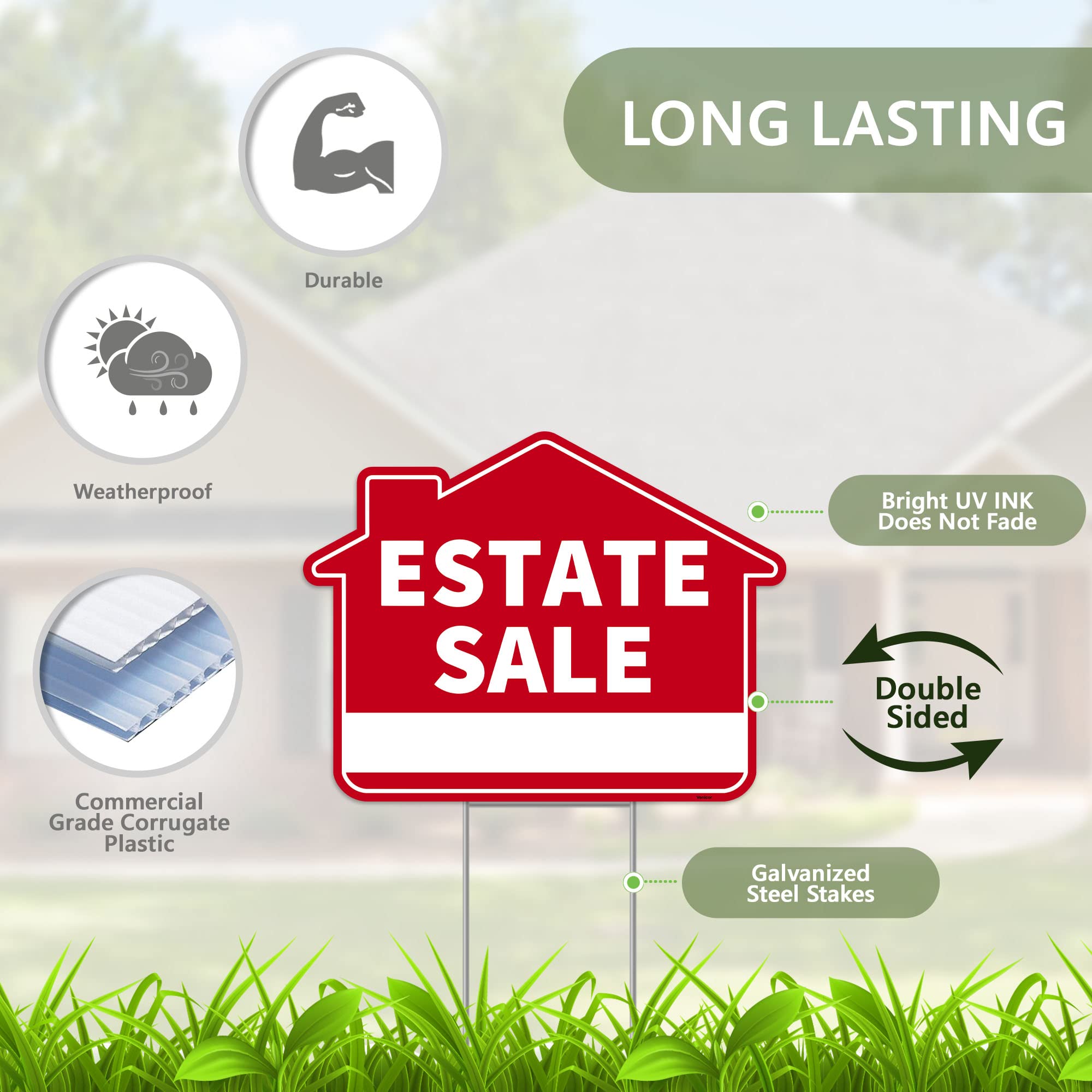 Venicor three-piece yard sign set with stakes for easy setup