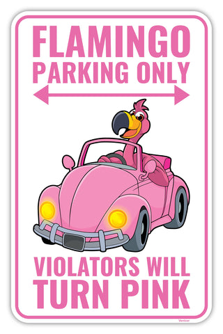 Venicor Flamingo Parking Sign front view for outdoor yard decor