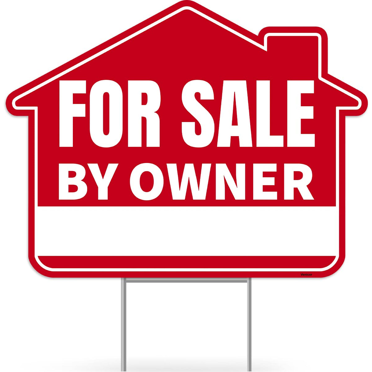 Venicor FSBO sign front view with bold lettering for curbside attention.
