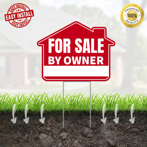 Venicor FSBO yard sign mounted on lawn shows clear visibility from street.