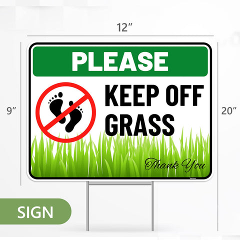 Venicor Keep Off Grass Sign packaging showing two signs and stakes