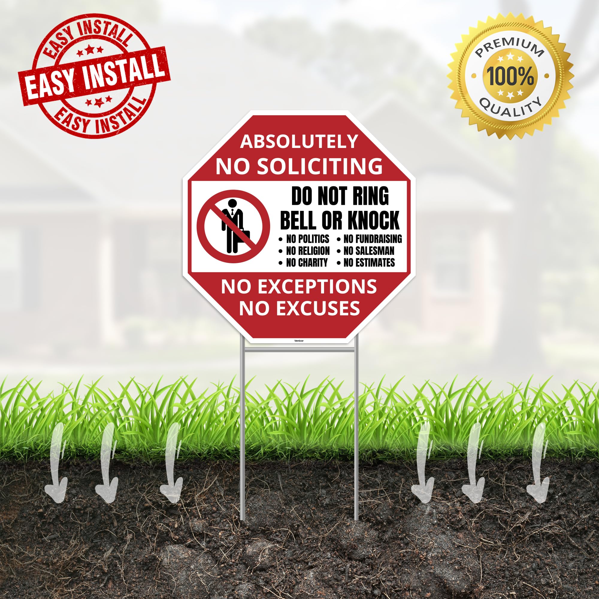 Venicor yard sign withstands wind and rain for outdoor use
