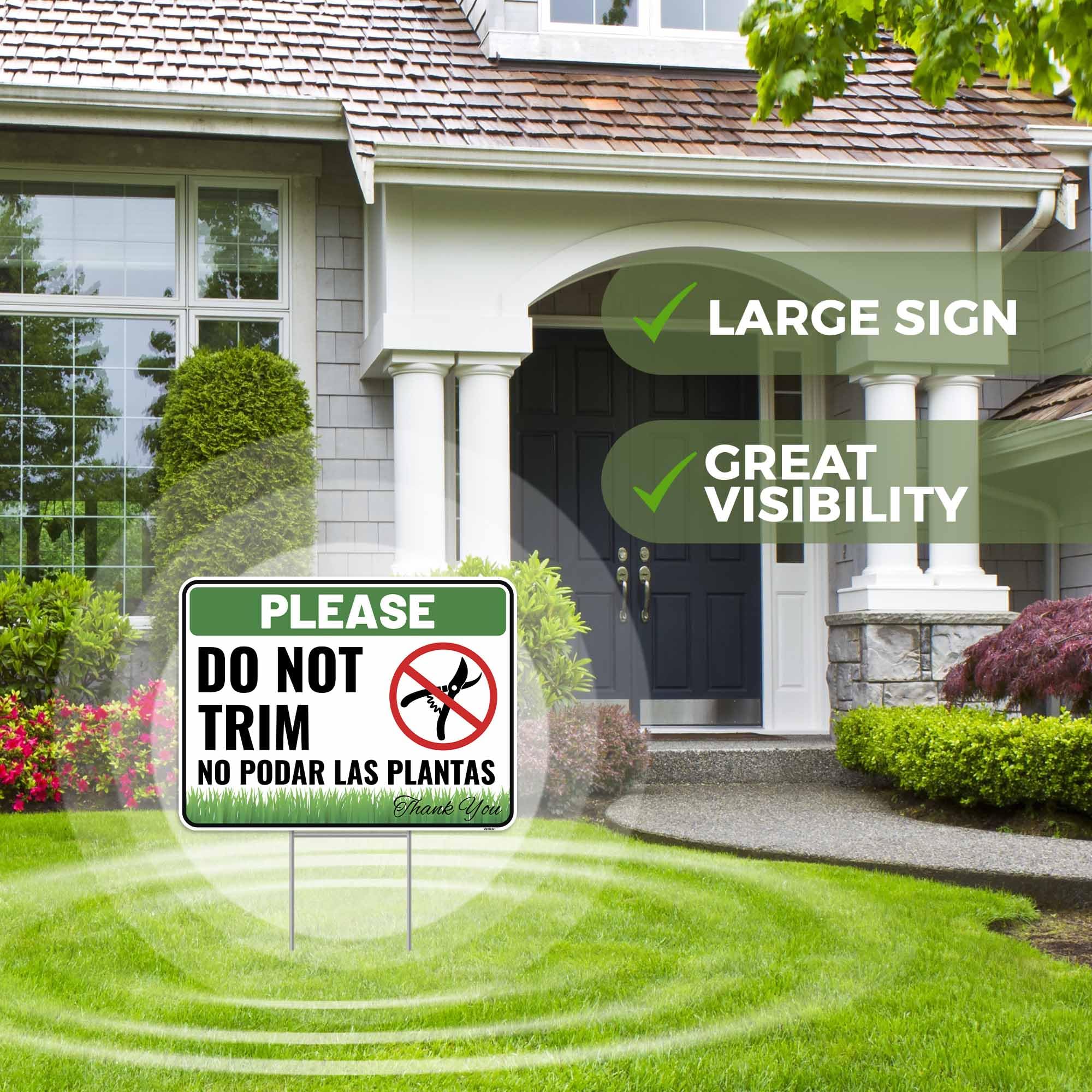 Venicor sign mounted on stake in a garden for easy display.