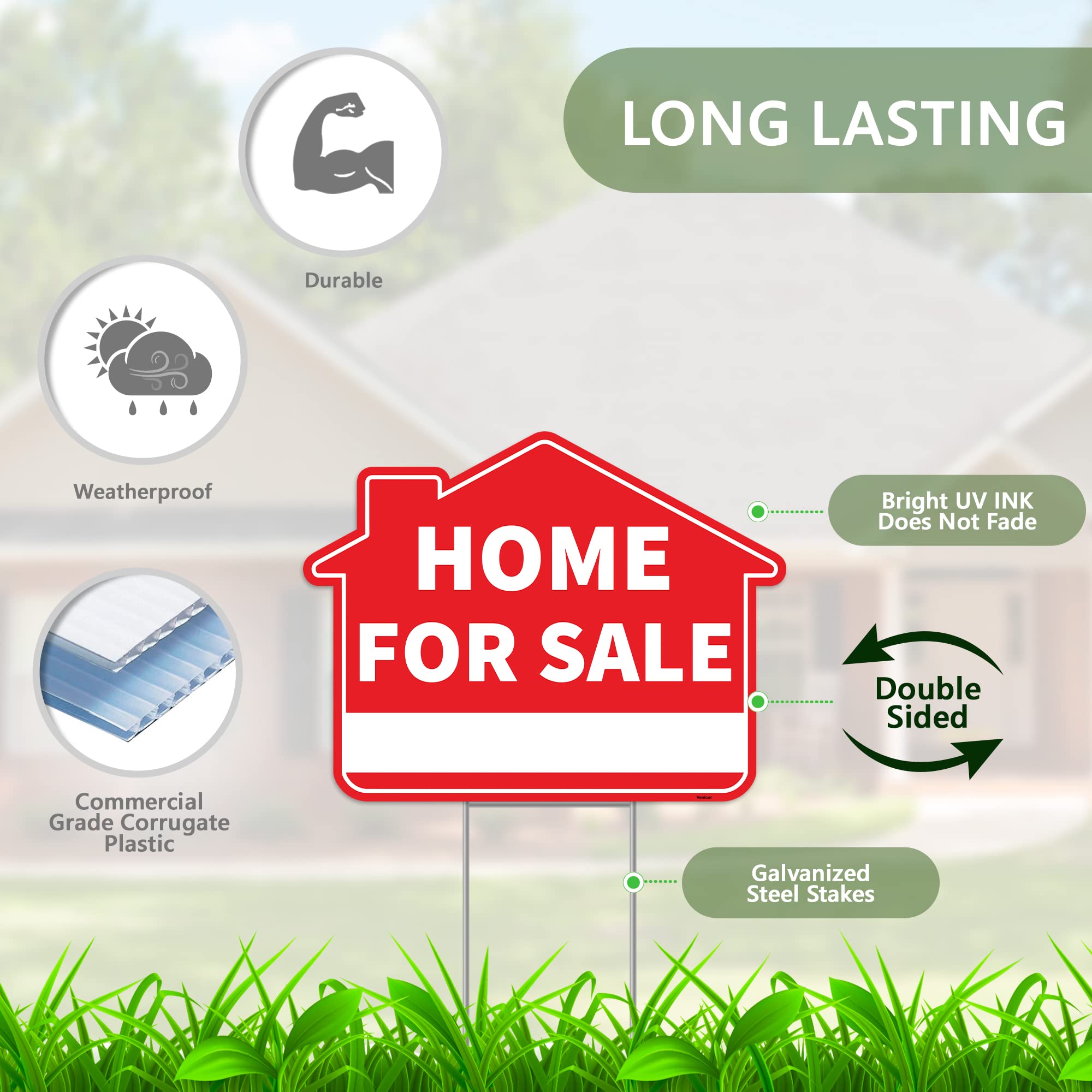Venicor sign stakes set provides sturdy ground support for outdoor listings.