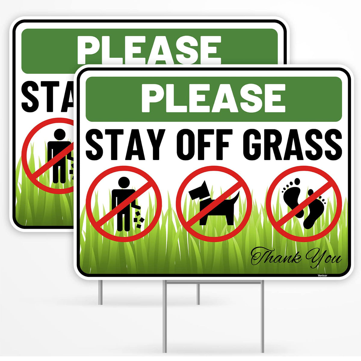 Venicor Stay Off Grass Sign 17x13 with stake improves yard visibility and clear warnings