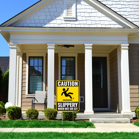 Venicor two-sign package provides ready warnings for porches or entrances.