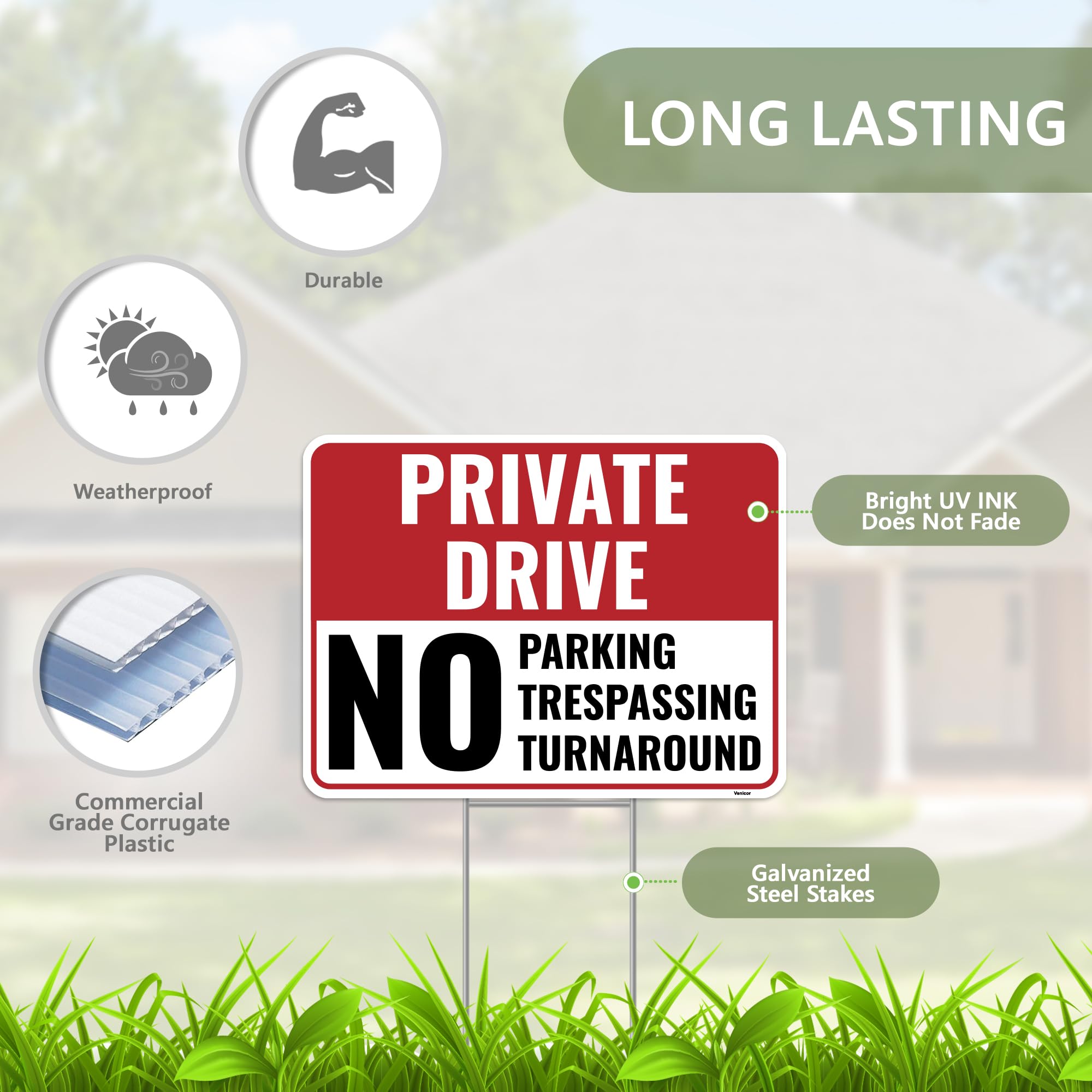 Venicor two-sign set 12x9 for obvious no parking guidance along driveways