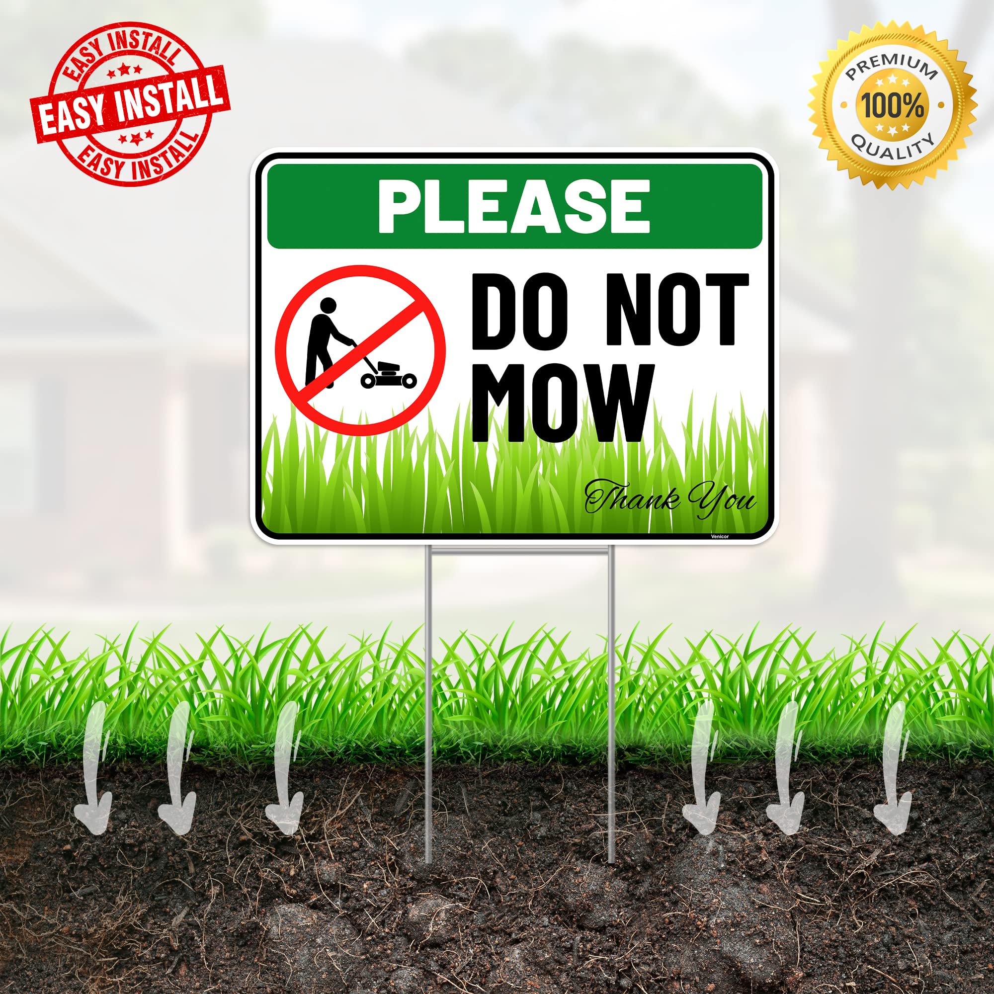 Venicor 12x9 yard sign mounted on sturdy metal ground stake.