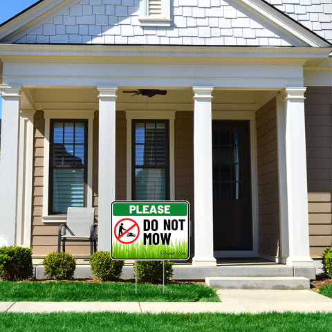 Venicor yard sign installed in a lawn with stake.