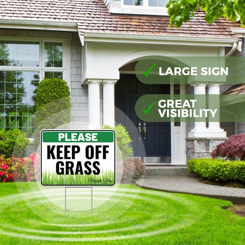 Venicor Yard sign set two with stakes shown in garden path use.