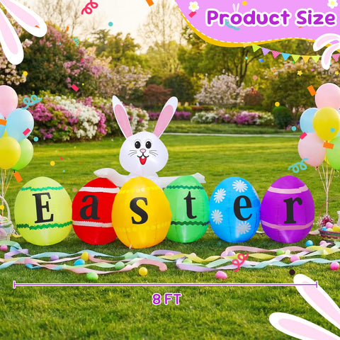 VENLOIS 8ft Easter inflatable bunny in yard for festive entrance décor.