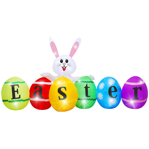 VENLOIS Easter inflatable bunny with LED eggs lighting up outdoor celebrations.