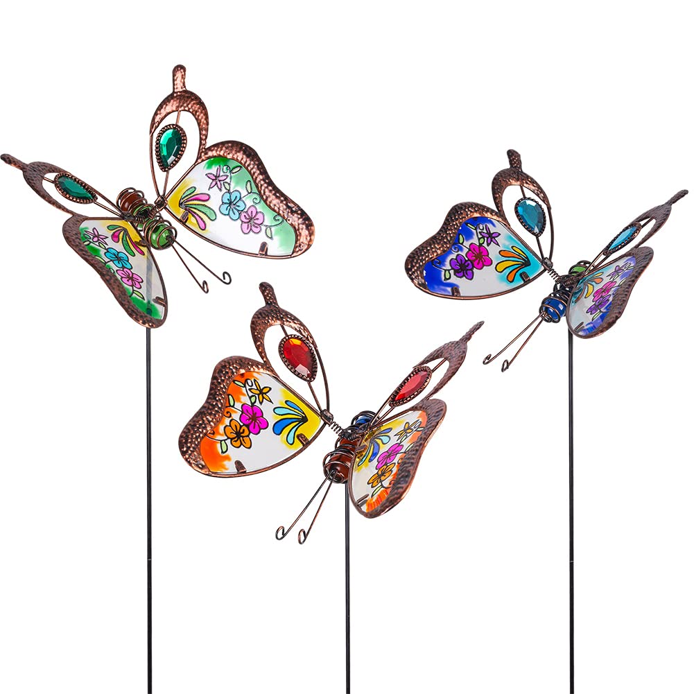 Venniy butterfly garden stake with colorful wings enhances outdoor color and curb appeal.