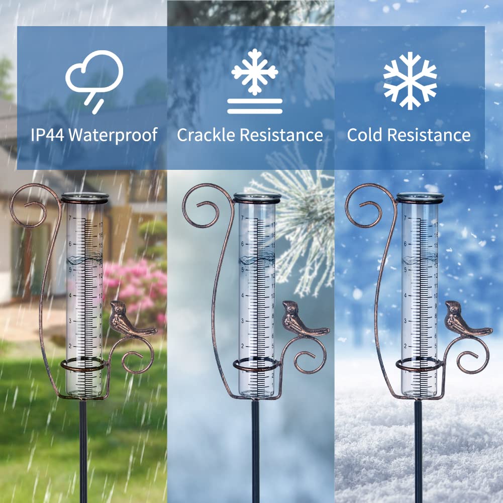 Venniy outdoor rain gauge features rustproof coating for lasting garden use.