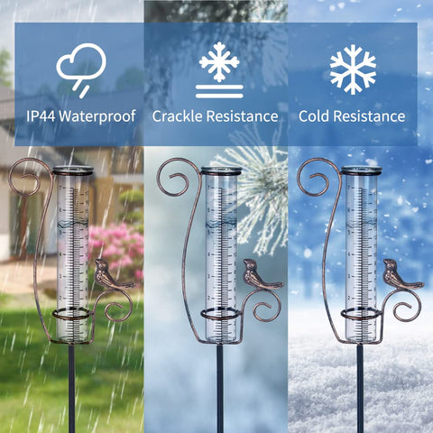 Venniy outdoor rain gauge features rustproof coating for lasting garden use.