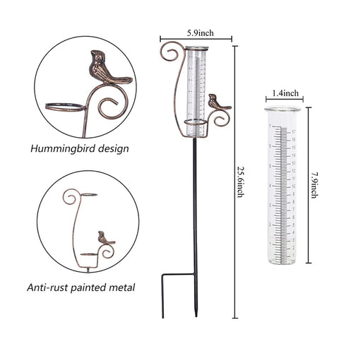 Venniy rain gauge displays inches and centimeters for flexible readings.