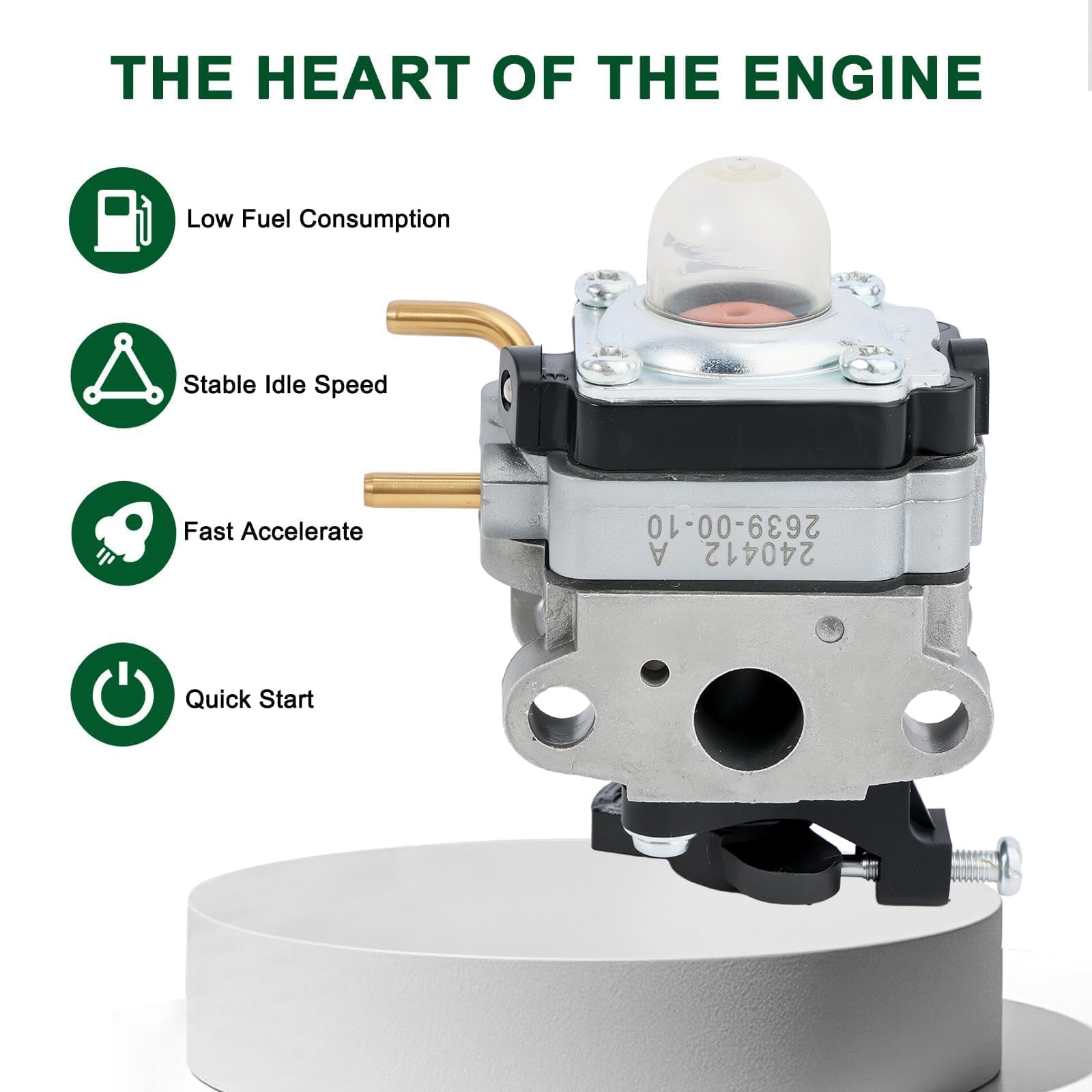 Venseri carburetor kit primer bulb close-up enabling reliable priming