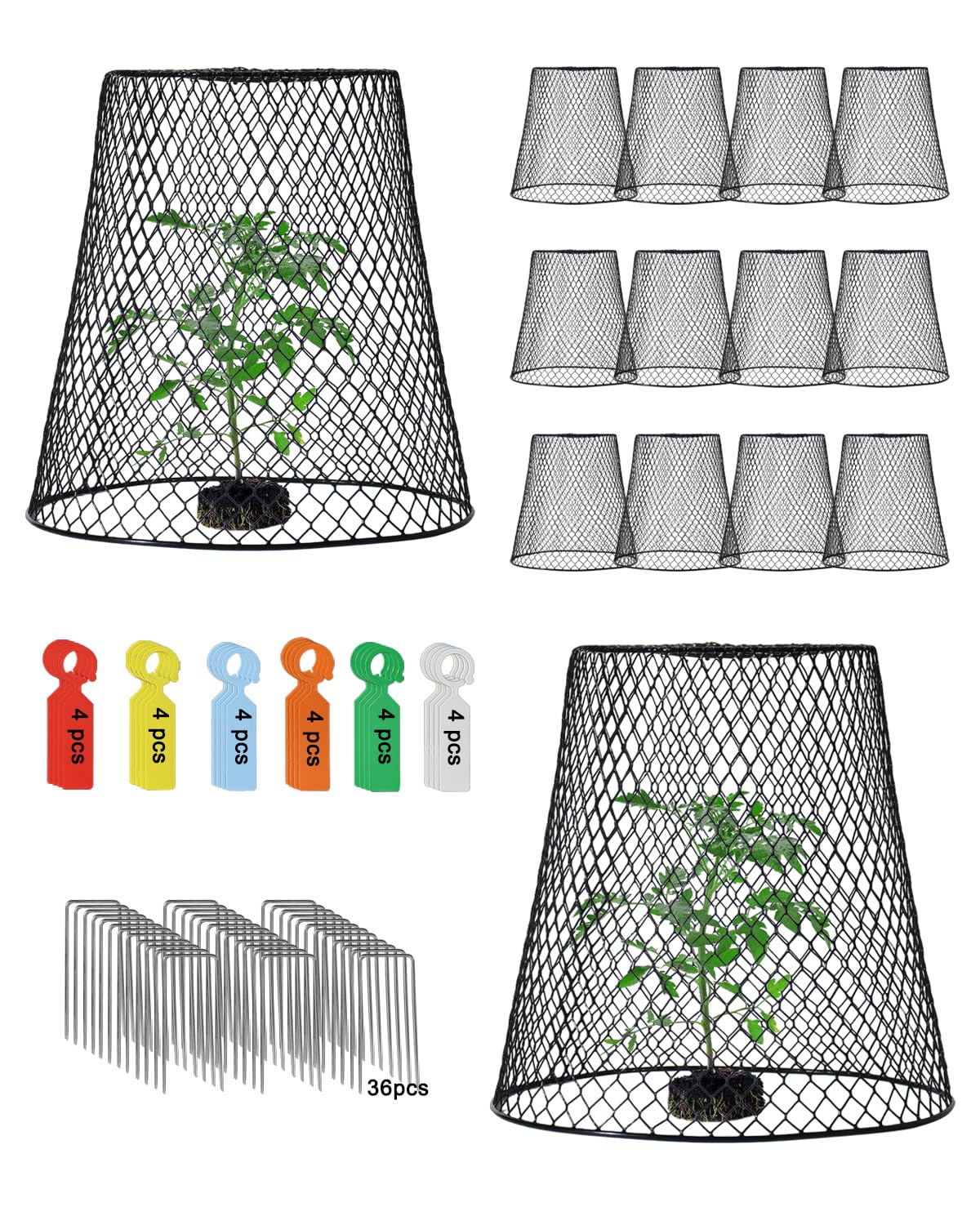 vensovo chicken wire cloche covers in a 12-pack protecting seedlings in a garden