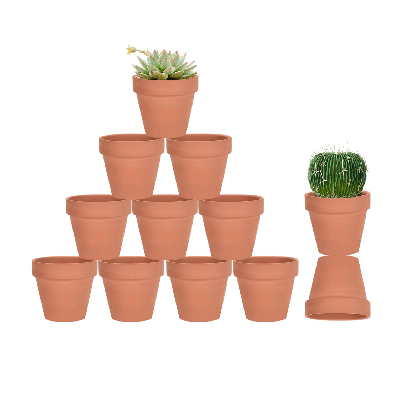 Vensovo 12-pack 3-inch terracotta pot with drainage hole for healthy succulents.