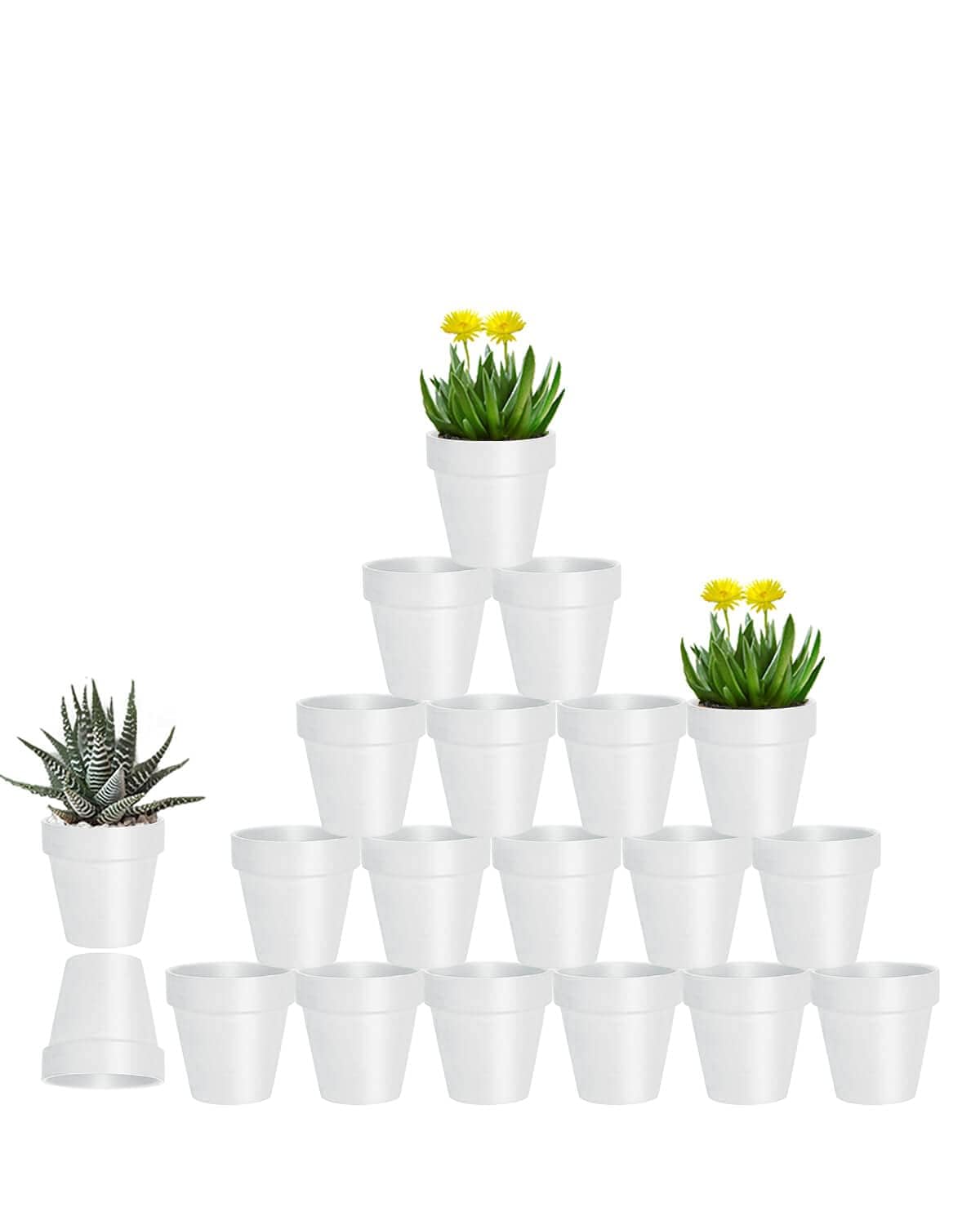 Vensovo 3-inch white terracotta pot close-up with drainage hole for healthier plants.