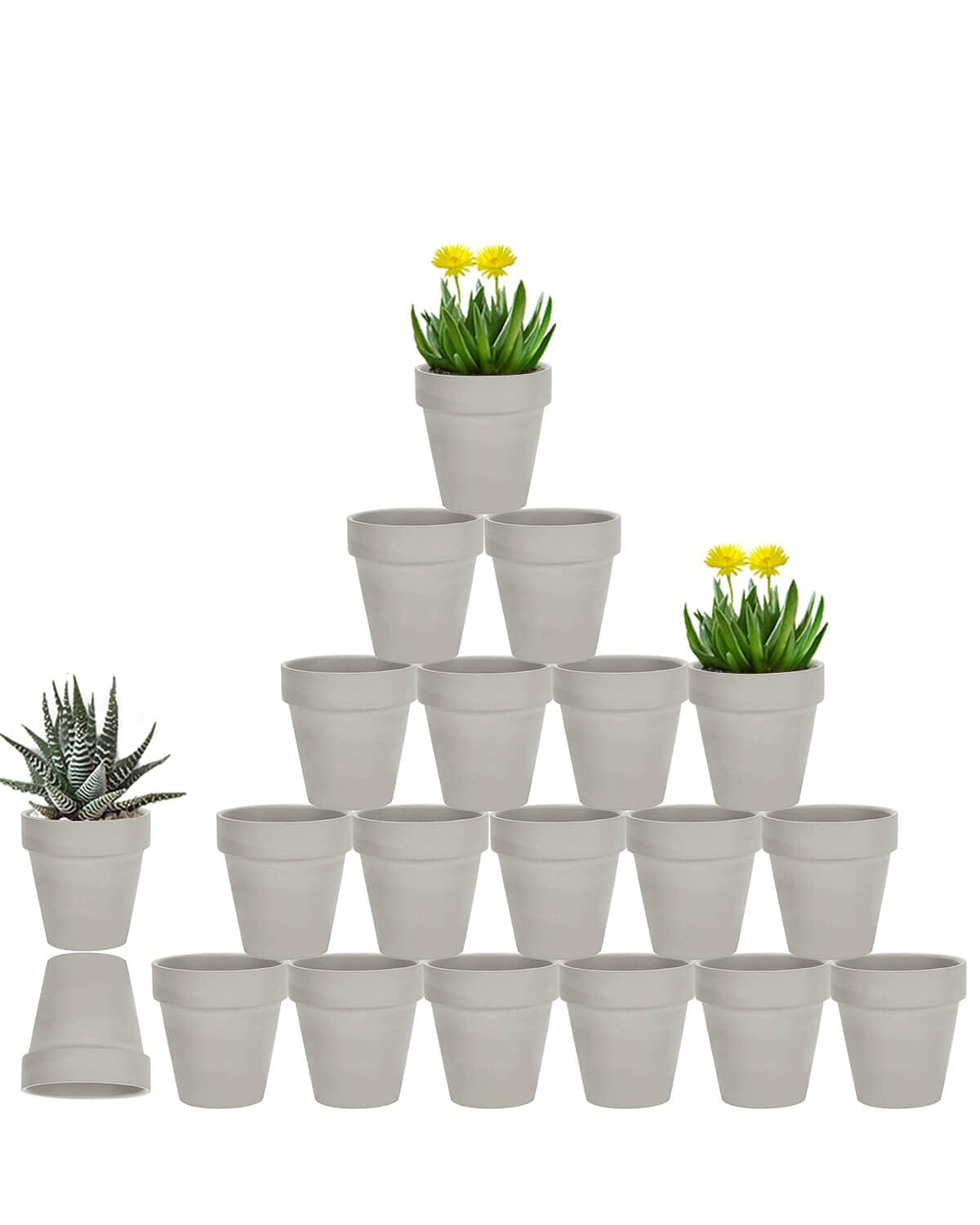 vensovo 3 inch grey terracotta pot with drainage, ideal for succulents