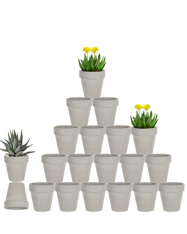 vensovo 3 inch grey terracotta pot with drainage, ideal for succulents