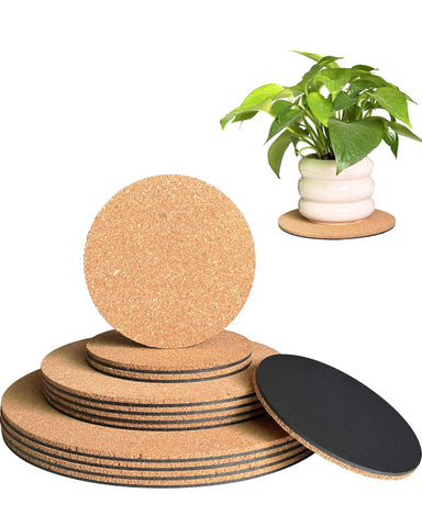 vensovo 4-inch cork plant coaster under pot protects surfaces from water rings