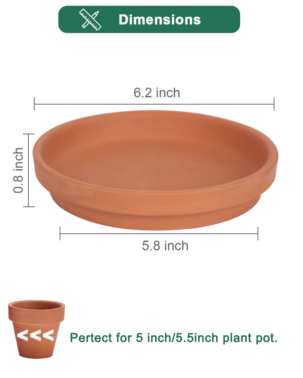 vensovo terracotta plant saucer stack showing six-piece set for easy storage.