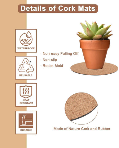 vensovo 8-inch cork plant coaster under pot provides sturdy surface protection