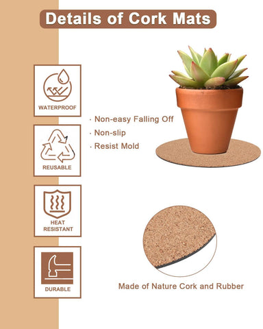 Vensovo absorbent dual-layer cork construction cushions pots.