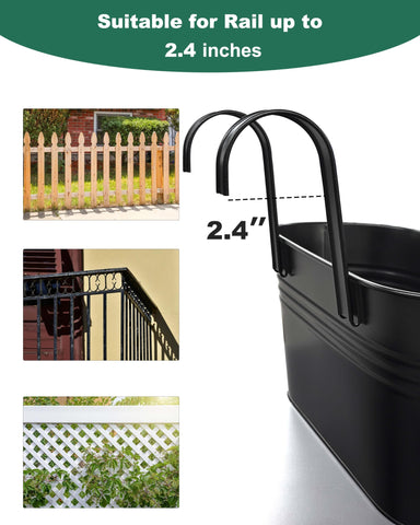 vensovo black metal planter on fence emphasizes modern vintage style