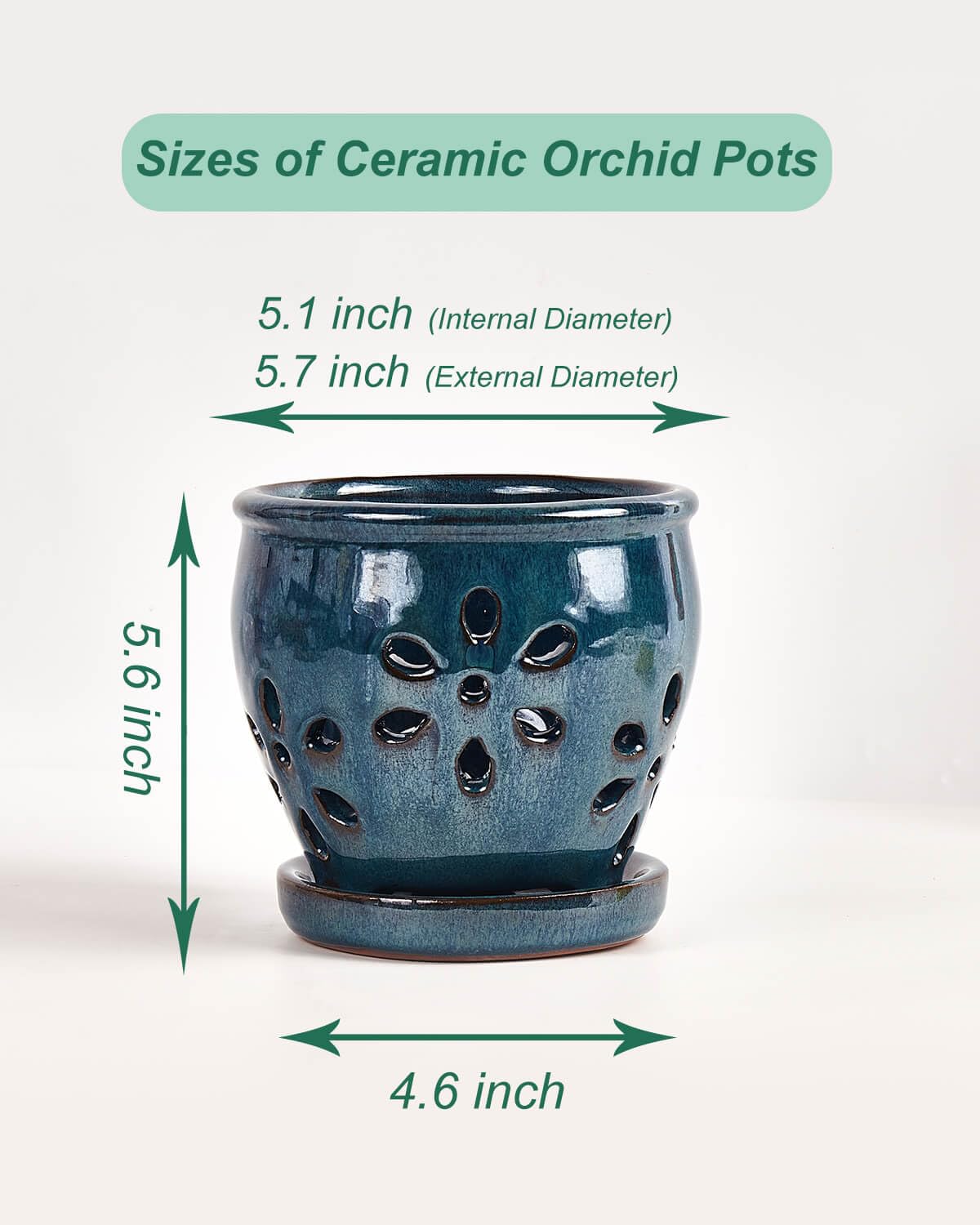 vensovo blue ceramic orchid pot promotes air flow and drainage