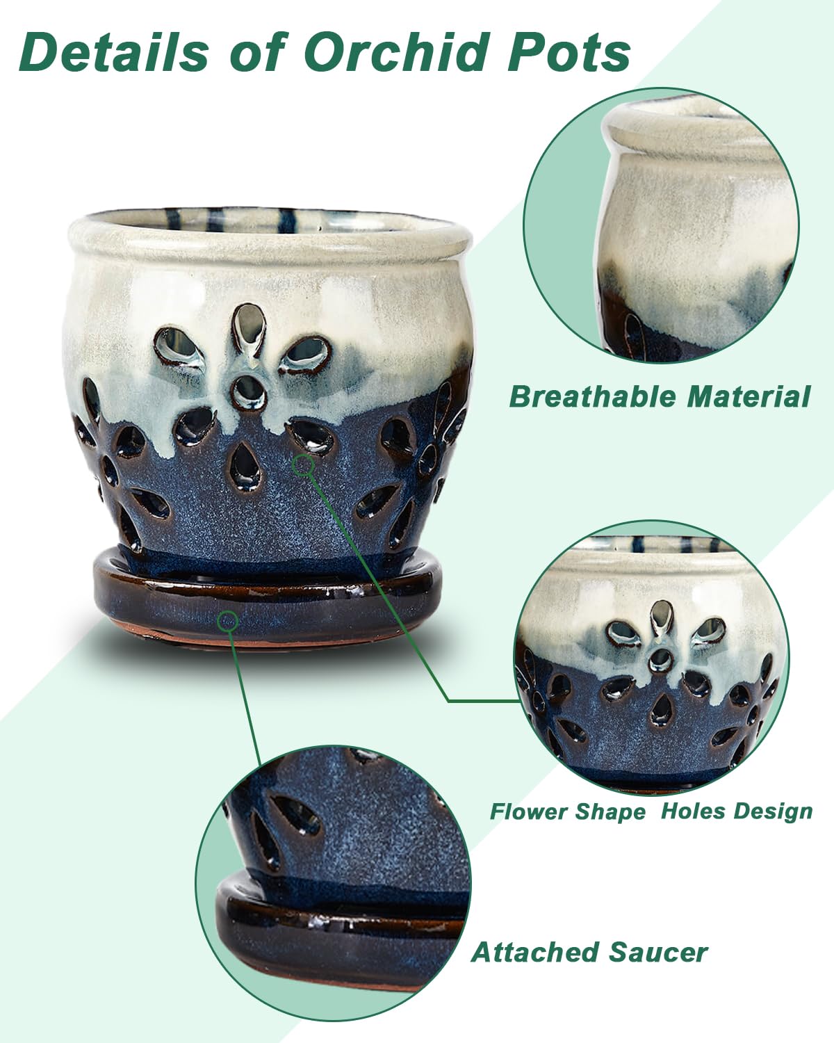 Vensovo blue mixed ceramic pot set enhances décor while improving airflow.