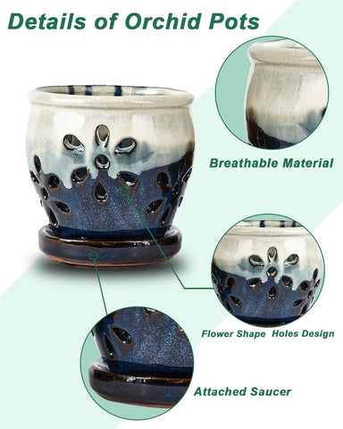 Vensovo blue mixed ceramic pot set enhances décor while improving airflow.