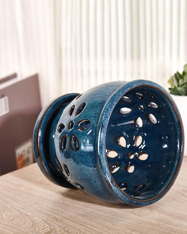 vensovo blue small ceramic plant pot suitable for repotting