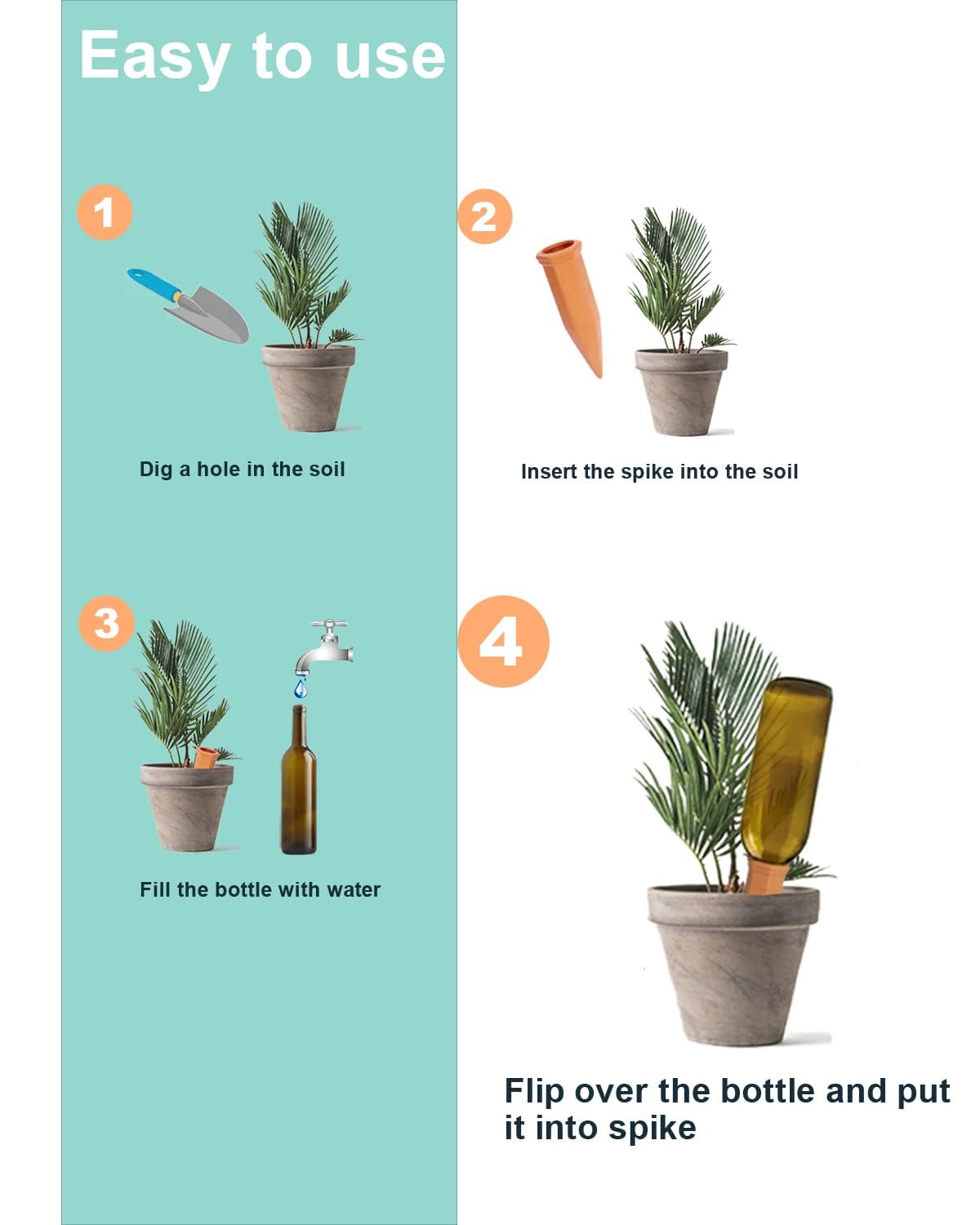 Vensovo clay plant waterer garden spike simplifies irrigation and root moisture.