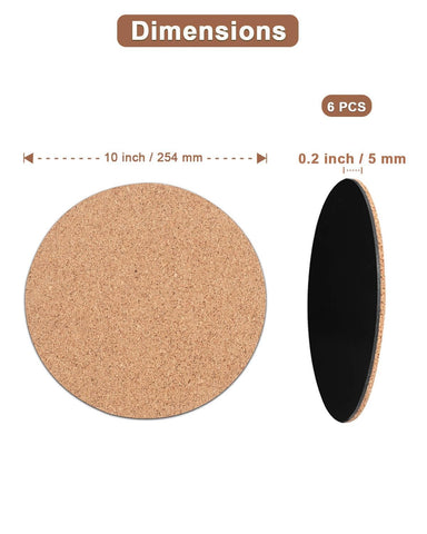 Vensovo cork plant coaster 10-inch side profile highlighting absorbent round surface.