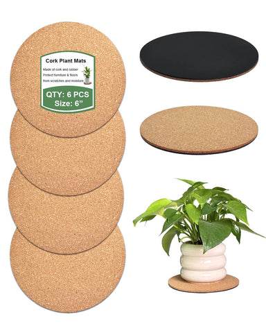 vensovo cork plant coasters 6-inch round protect surfaces from water rings