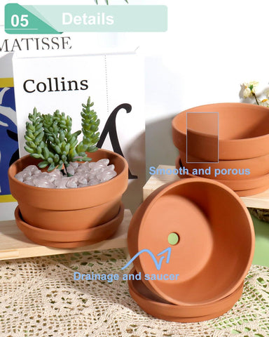 Vensovo drainage hole terracotta pot emphasizes moisture management and soil airflow.