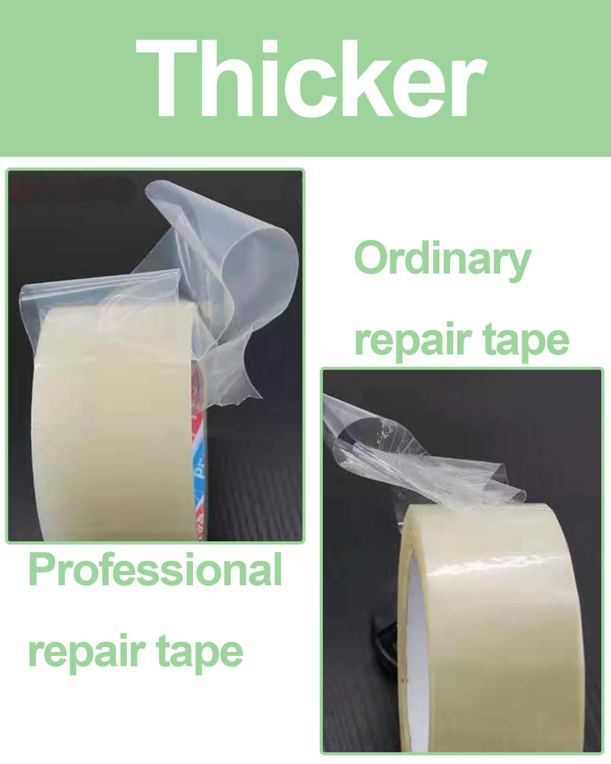 vensovo film repair tape applied to shed film patch for a durable fix.