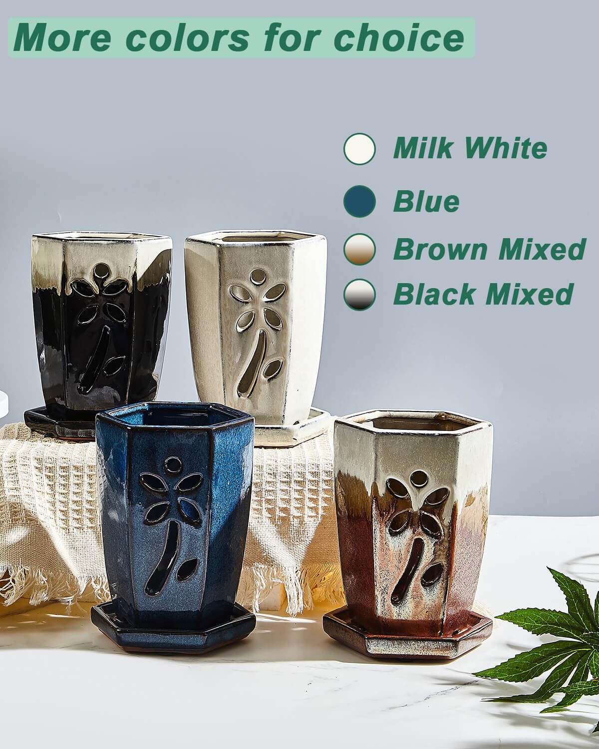vensovo indoor outdoor plant pot blue hexagon adds versatile décor.