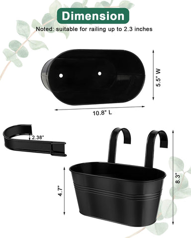 Vensovo railing planter with detachable hooks for easy balcony or fence installation.