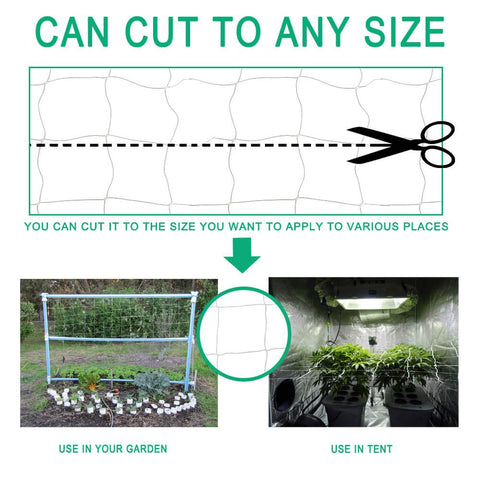 Vensovo heavy-duty trellis netting supports tomatoes and peas for climbing growth.