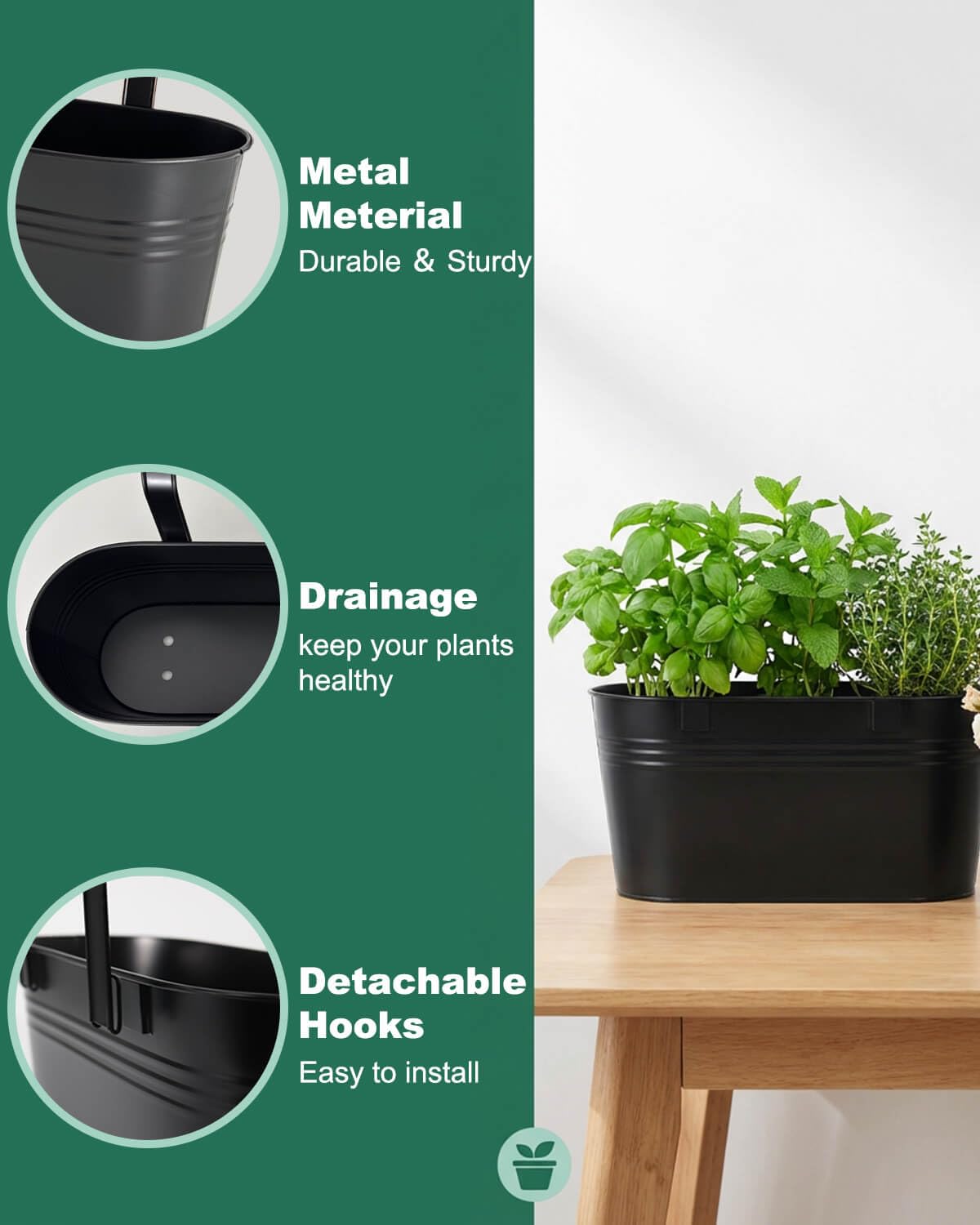 vensovo railing planter bottom drainage hole promotes soil ventilation