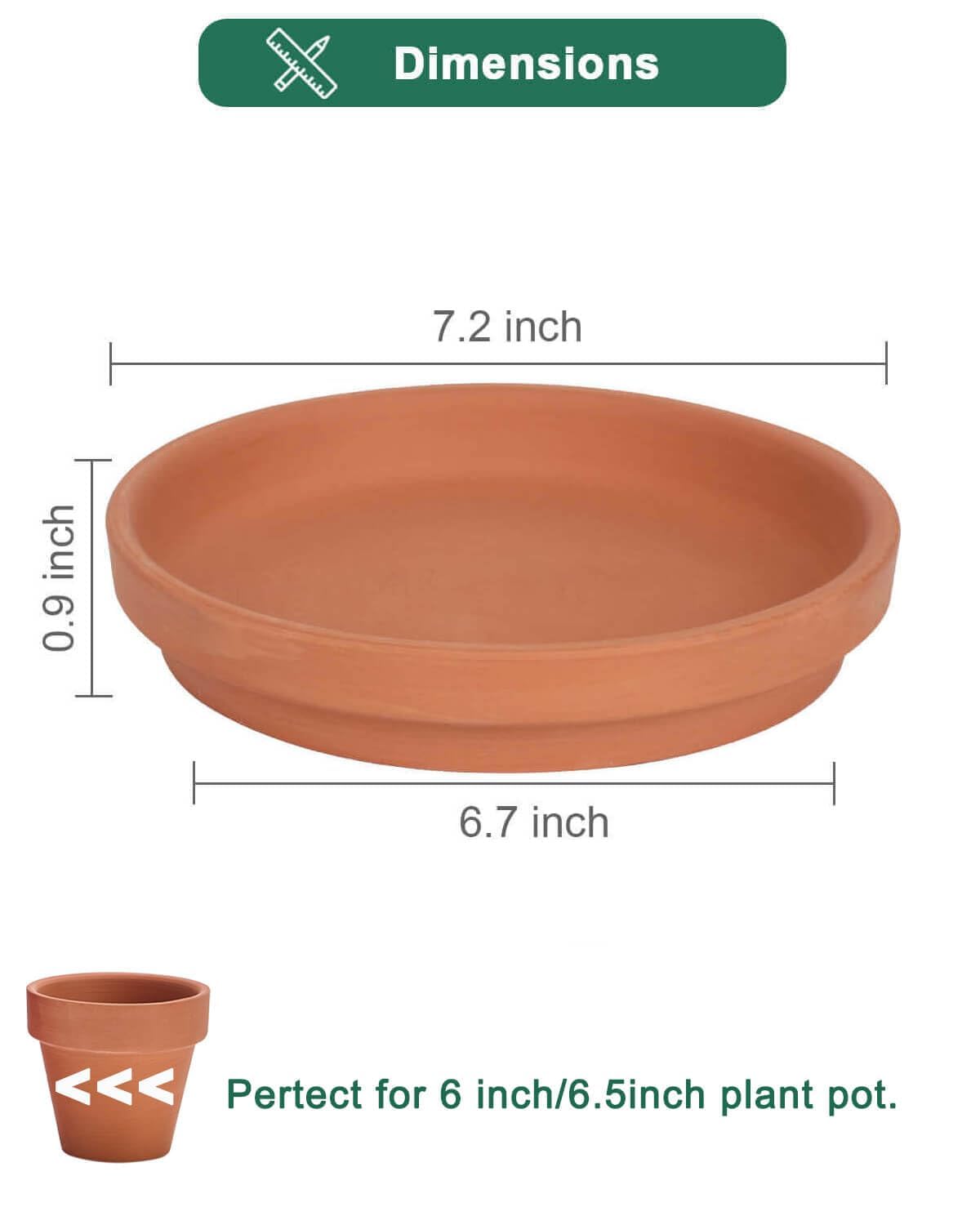Close-up of raised edge on Vensovo terracotta saucer, capturing drips.