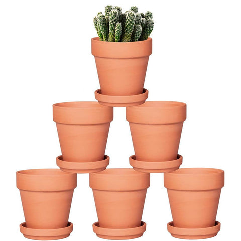 Vensovo terra cotta pot 5-inch with saucer for indoor display and easy watering